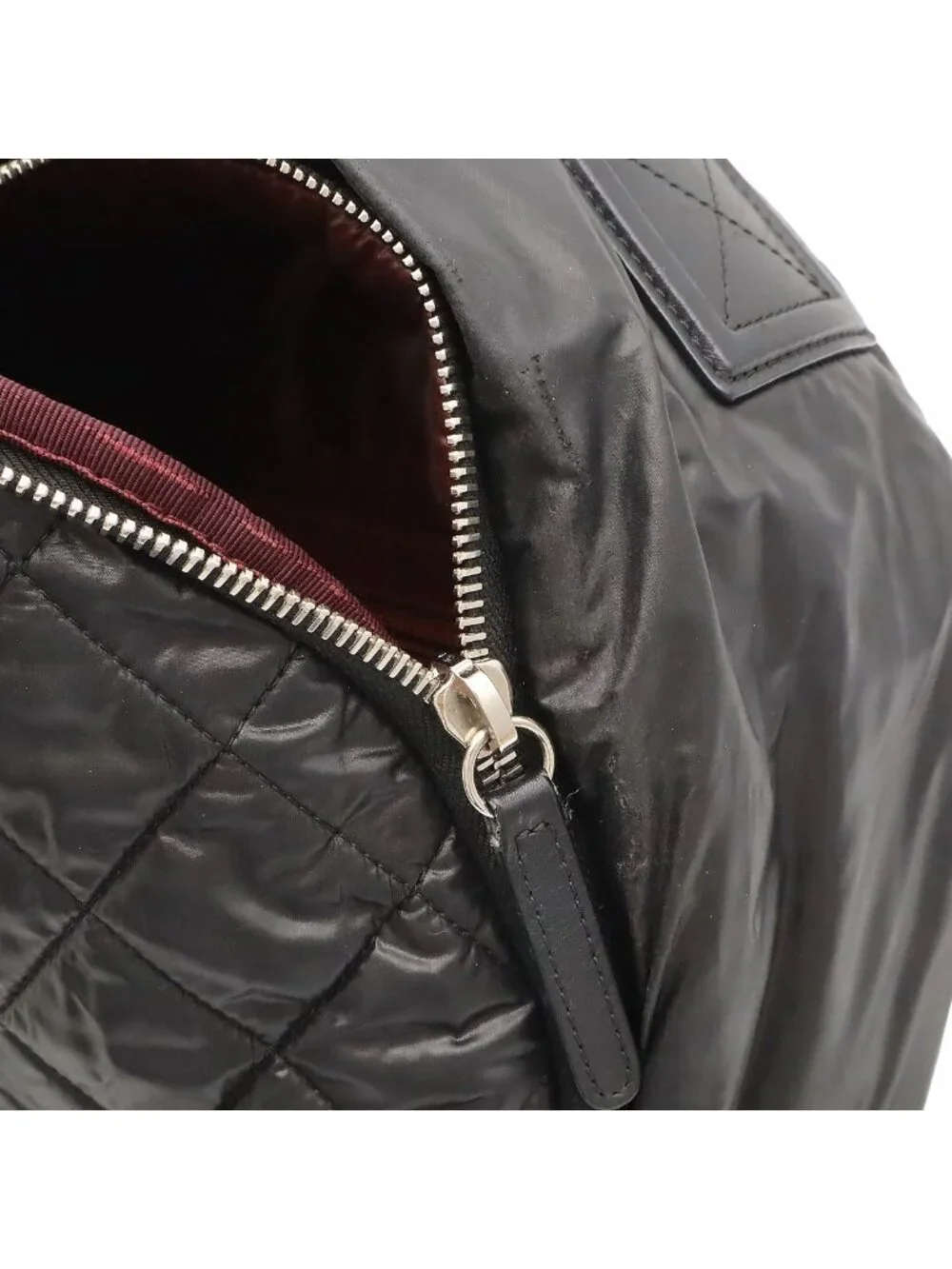 Chanel Coco Cocoon Backpack Quilted Nylon Leather Black Bordeaux